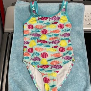 Gymboree one piece, teal w/colorful fish